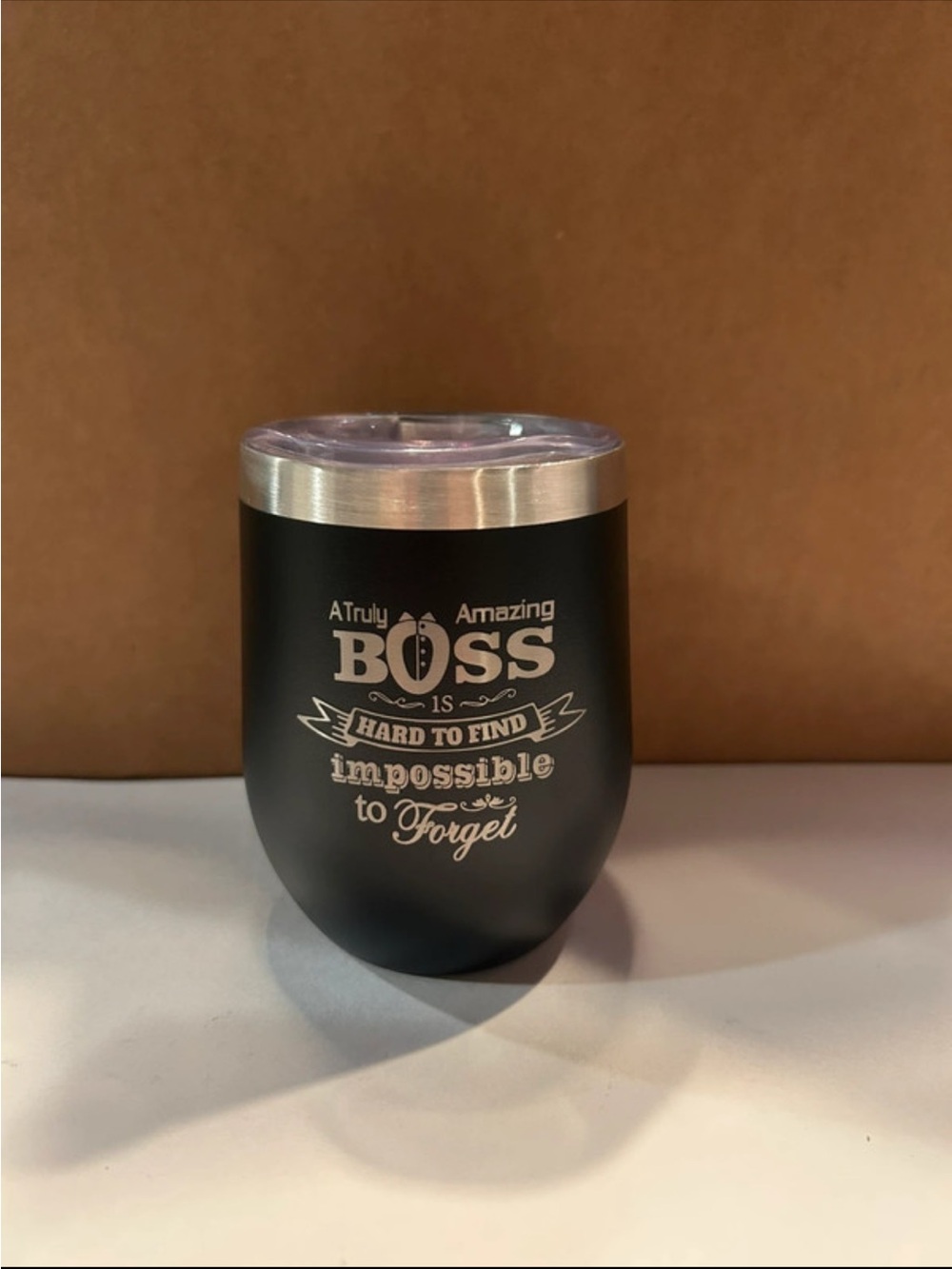 12 oz Stainless Steel Double Wall Wine Tumbler Black w/ Lid